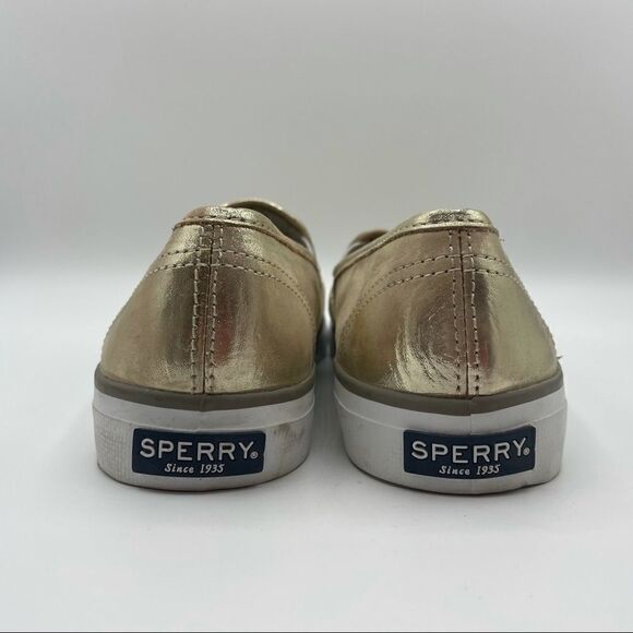 Sperry Seaside Metallic Gold Slip On Sneakers - Picture 3 of 4